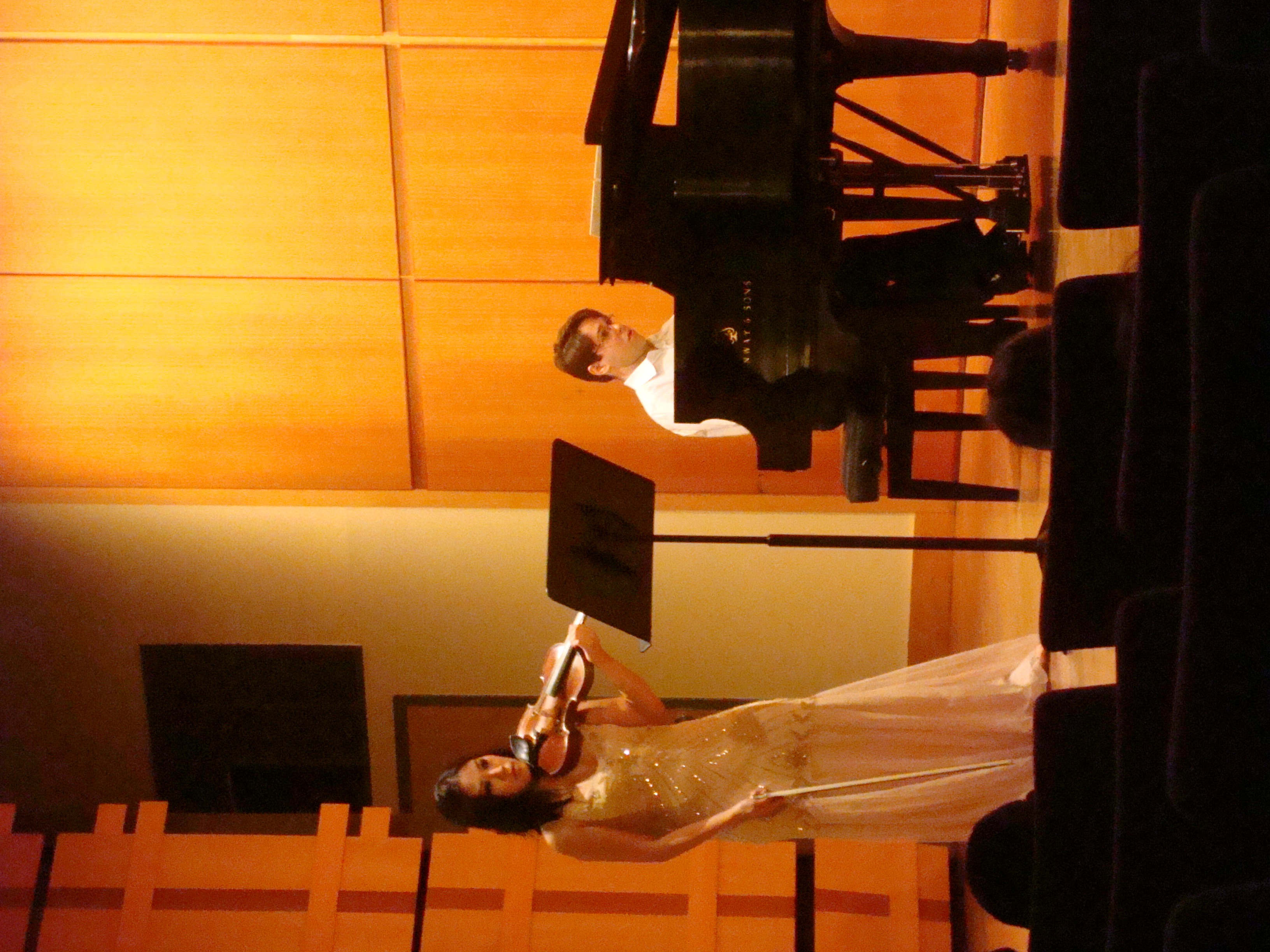 Yeolim and Victor performing music for violin and piano composed by Ernst Mahle in Rock Hall, Philadelphia